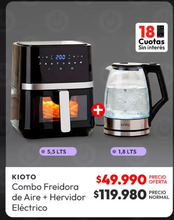 Kioto - Combo Freidora De Aire + Hervidor Eléctrico