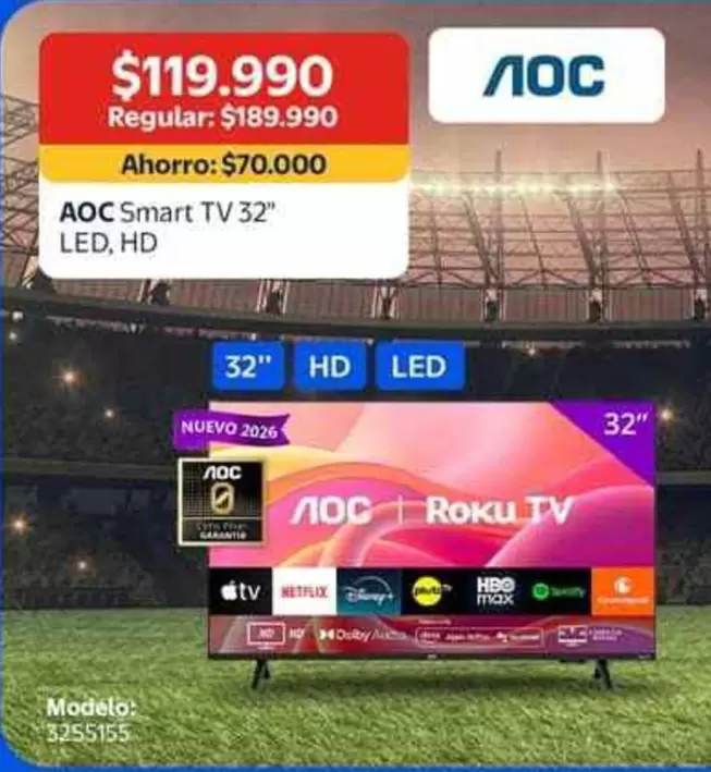 AOC - Smart Tv 32'' Led, Hd