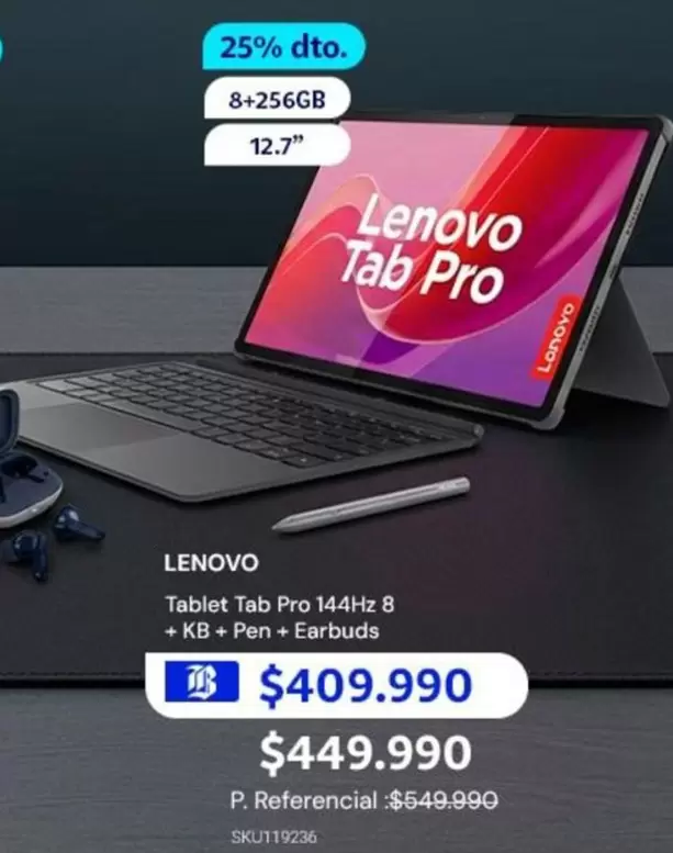 Lenovo - Tablet Tab Pro 144hz 8 + Kb+ Pen + Earbuds
