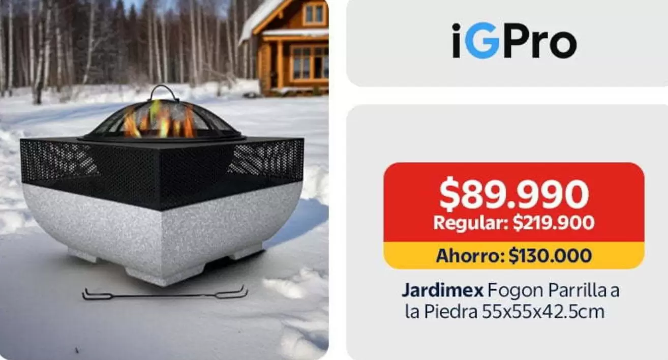 Jardimex Fogon Parrilla A La Piedra 55x55x42.5cm