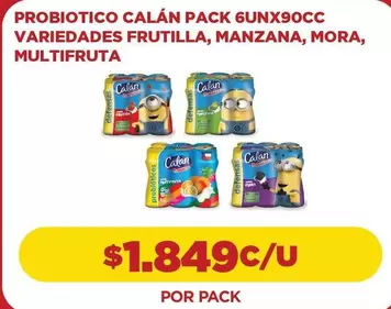 Calán - Probiotico  Pack 6unx90cc, Franzana, Mora, Multifruta