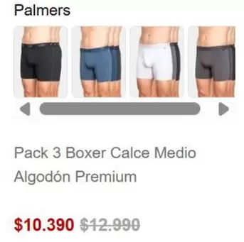 Palmer - Pack 3 Boxer Calce Medio Algodón Premium