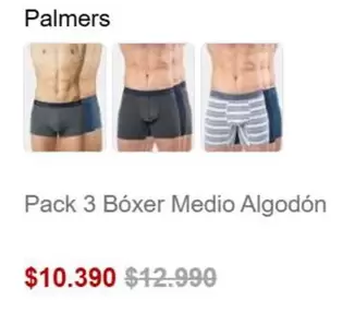 Palmer - Pack 3 Bóxer Medio Algodón