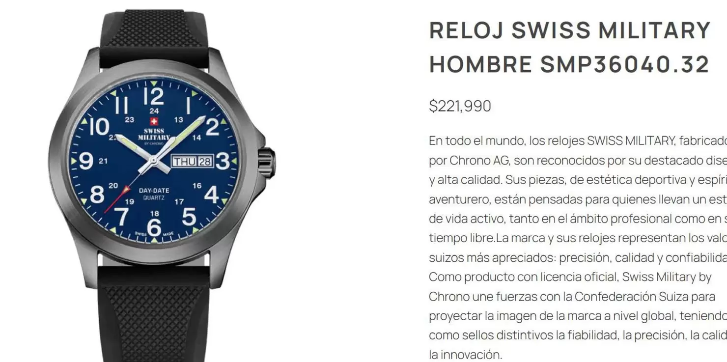 Reloj Swiss Military Hombre Smp36040.32