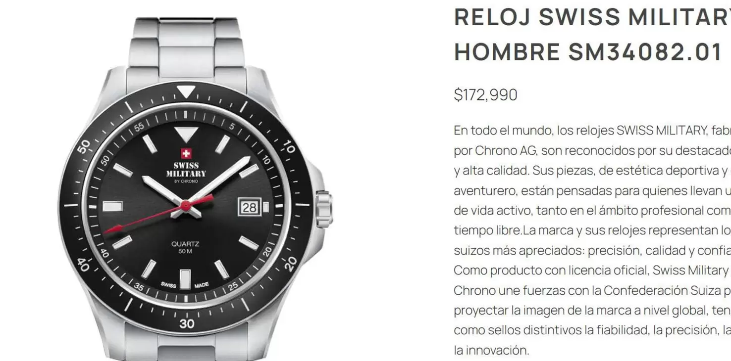 Reloj Swiss Militar Hombre Sm3402-01