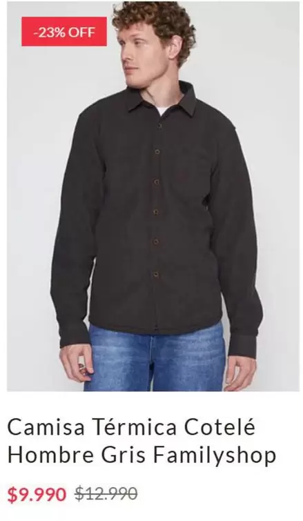 Camisa Térmica Cotele Hombre Gris Familyshop