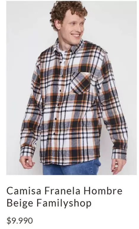 Camisa Franela Hombre Beige Familyshop