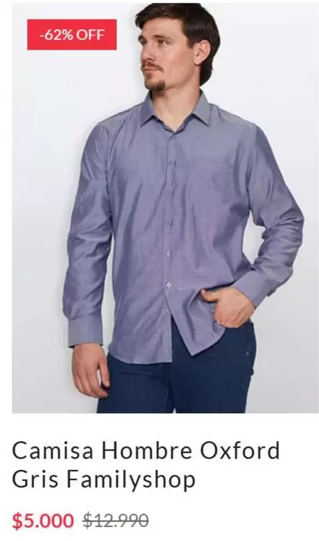 Oxford - Camisa Hombre Gris Familyshop