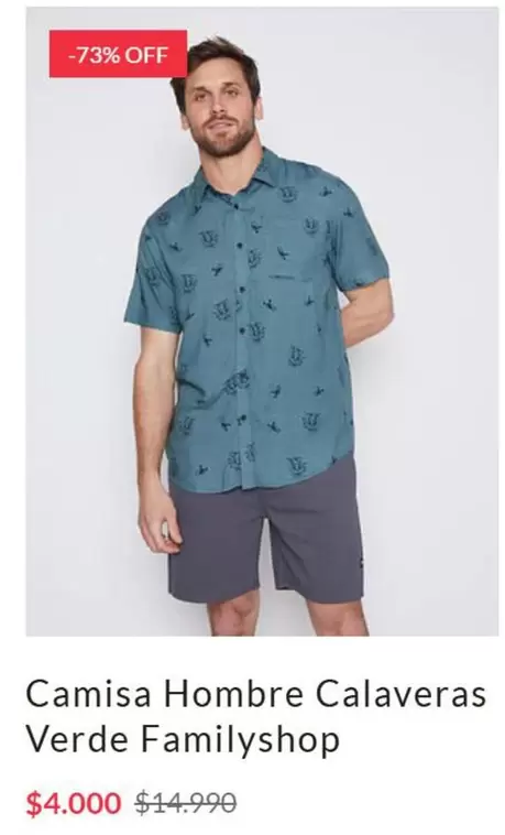 Camisa Hombre Calaveras Verde Familyshop