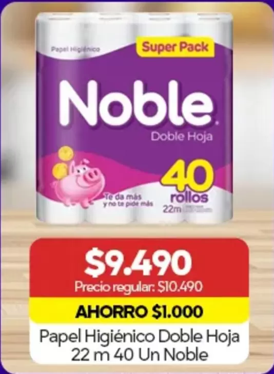 Noble - Papel Higiénico Doble Hoja 22m 40 Un