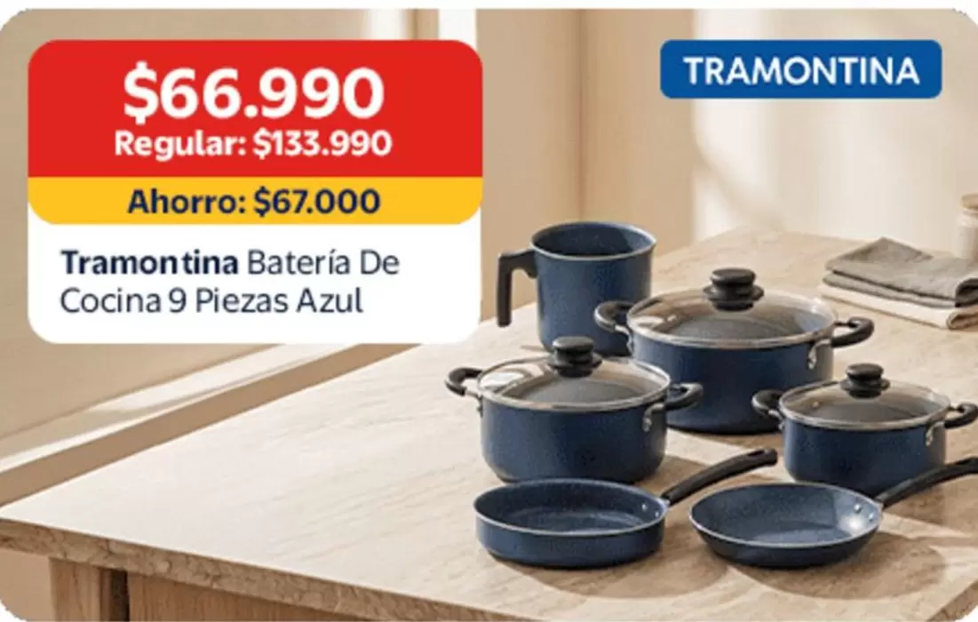 Tramontina -  Batería De Cocina 9 Piezas Azul