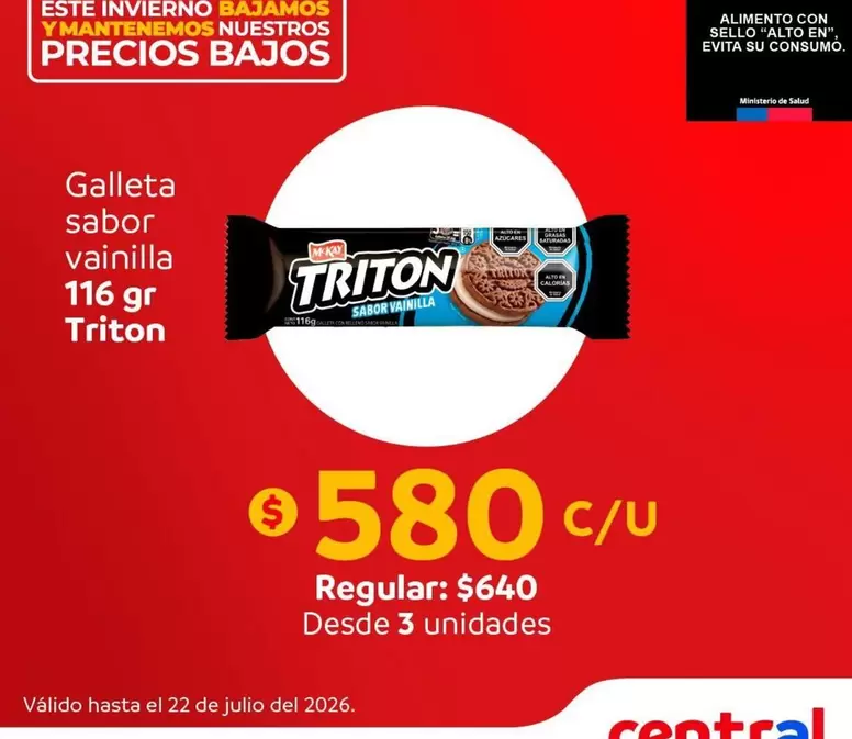 Tritón - Galleta Sabor Vainilla