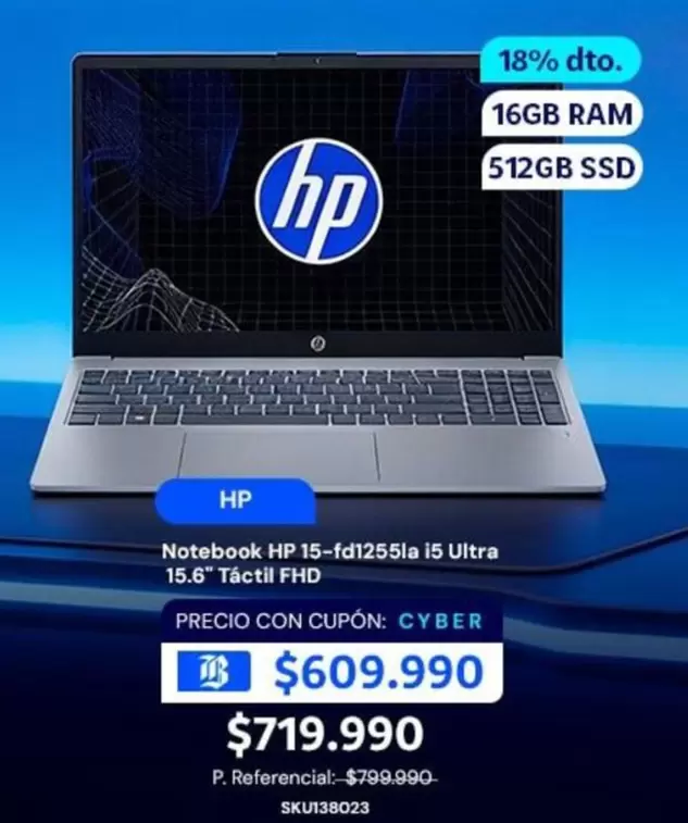 HP - Notebook 15-fd1255la i5 Ultra 15.6" T4ct11 Fhd