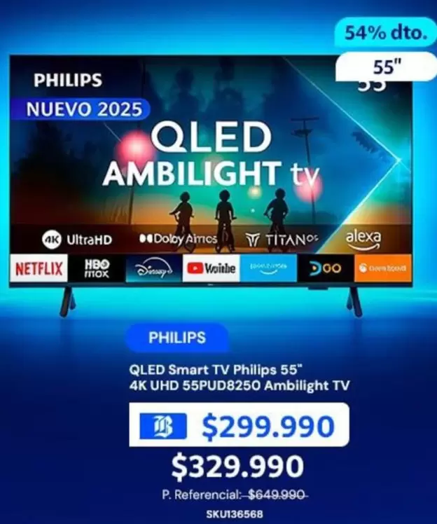 Philips - Qled Smart Tv 55" 4k Uhd 55puD8250