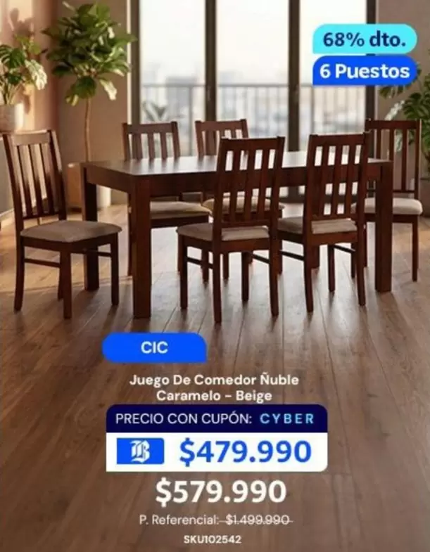 Cic - Juego De Comedor Ruble Caramelo - Beige