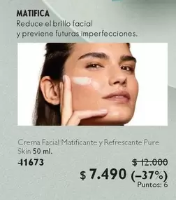 Crema Facial Matificante Y Refrescante Pure Skin