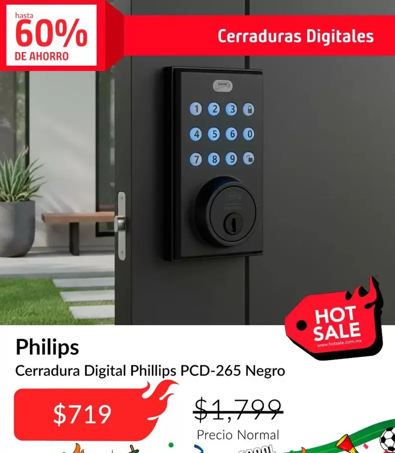 Philips - Cerradura Digital Pcd-265 Negro