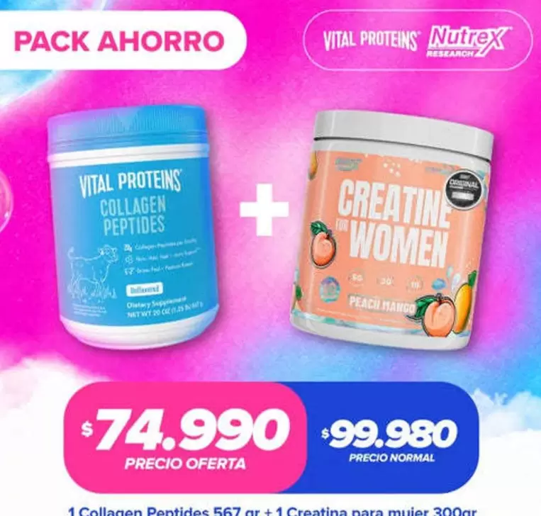 Vital - 1 Collagen Pentides 567 Gr. 1 Creatina Para Mujer