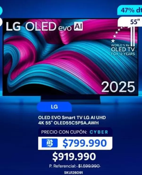 LG - Oled Evo Smart Tv 43 UHD 4K 55'' OLED55CPSASAWH