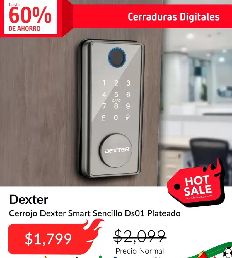 Cerrojo Smart Sencillo Ds01 Plateado