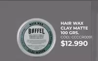 Hair Wax Clay Matte 100 Grs