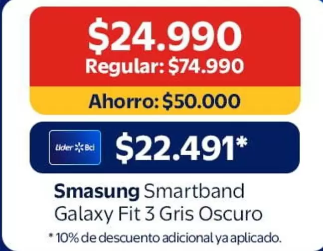 Lider - Samsung Smartband GALAXY Fit 3 Gris Oscuro
