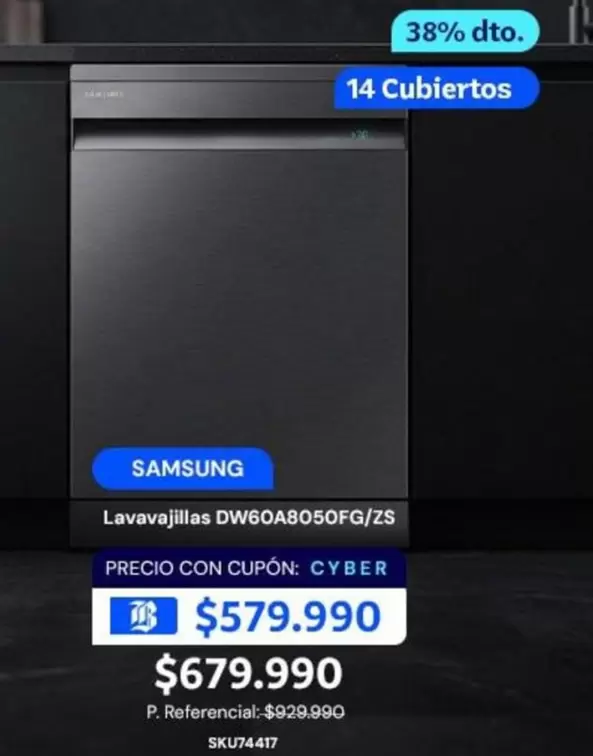 Samsung - Lavavajillas DW60A8050F/ZS
