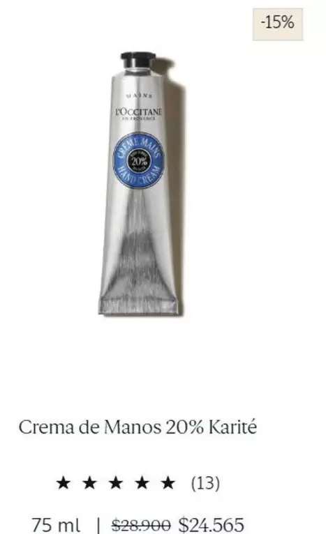 Crema De Manos 20% Karité