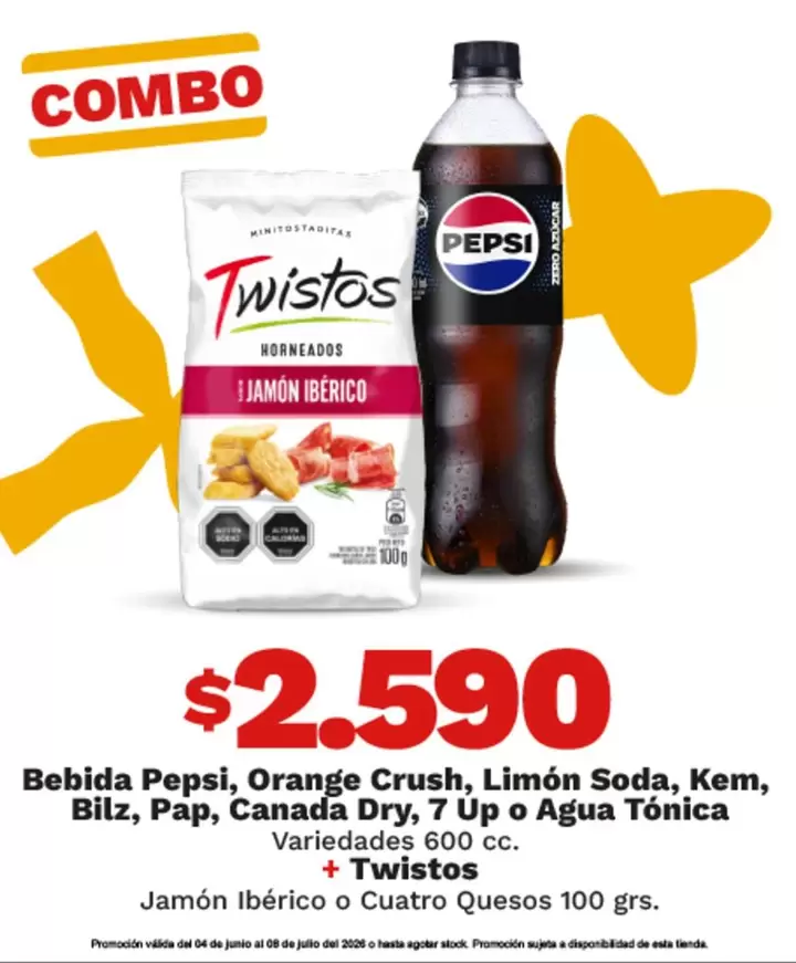 Twistos - Bebida Pepsi, Orange Crush, Limon Soda,kem,Bliz,Pap,anada