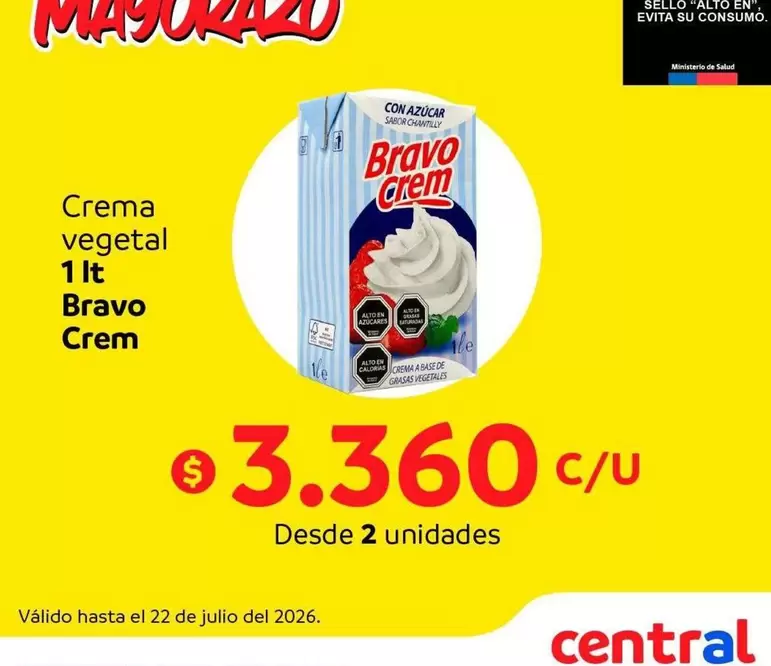 Bravo - Crema Vegetal 1 Lt
