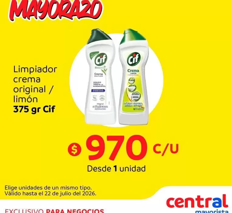 Cif - Limpiador Crema Original / Limon