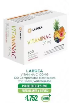 Club - Vitamina C 100mg 100 Compriminados Masticables