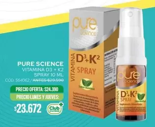 Club - Pure Science Vitamina D3 + K2 Spray