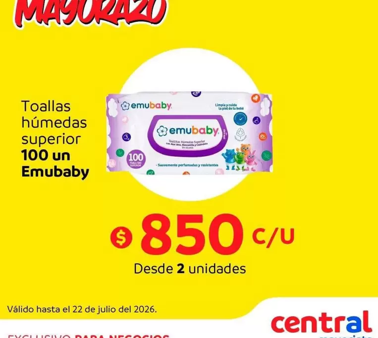 Emubaby - toallas húmedas superior