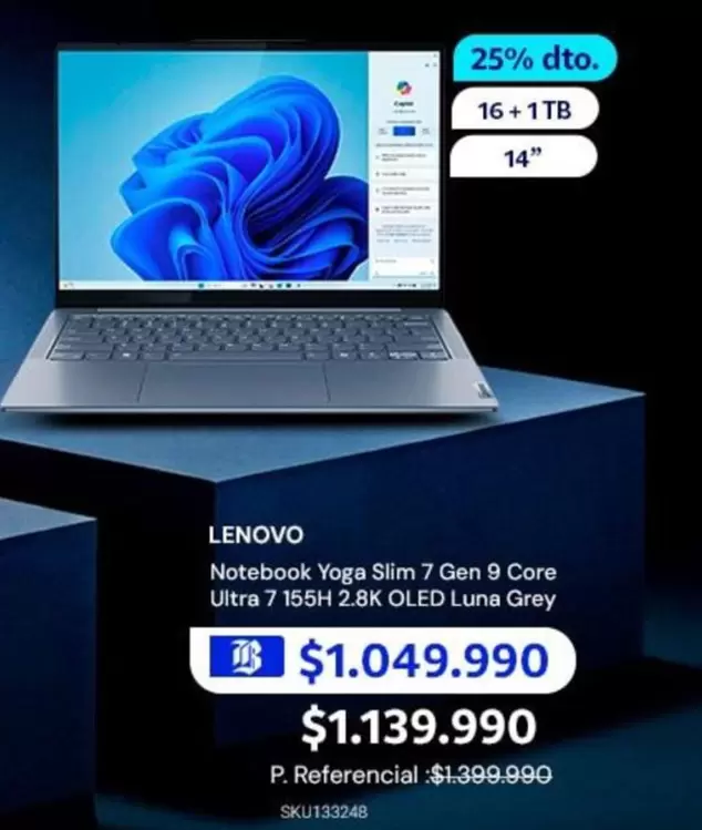 Lenovo - Notebook Yoga Slim 7 Gen 9 Core Ultra 7 165h 28x8x Oled Luna Grey