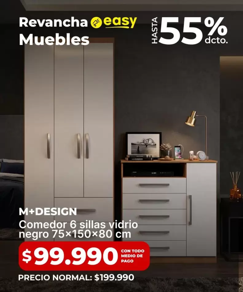 Comedor 6 Sillas Vidrio Negro 75x150x80 Cm
