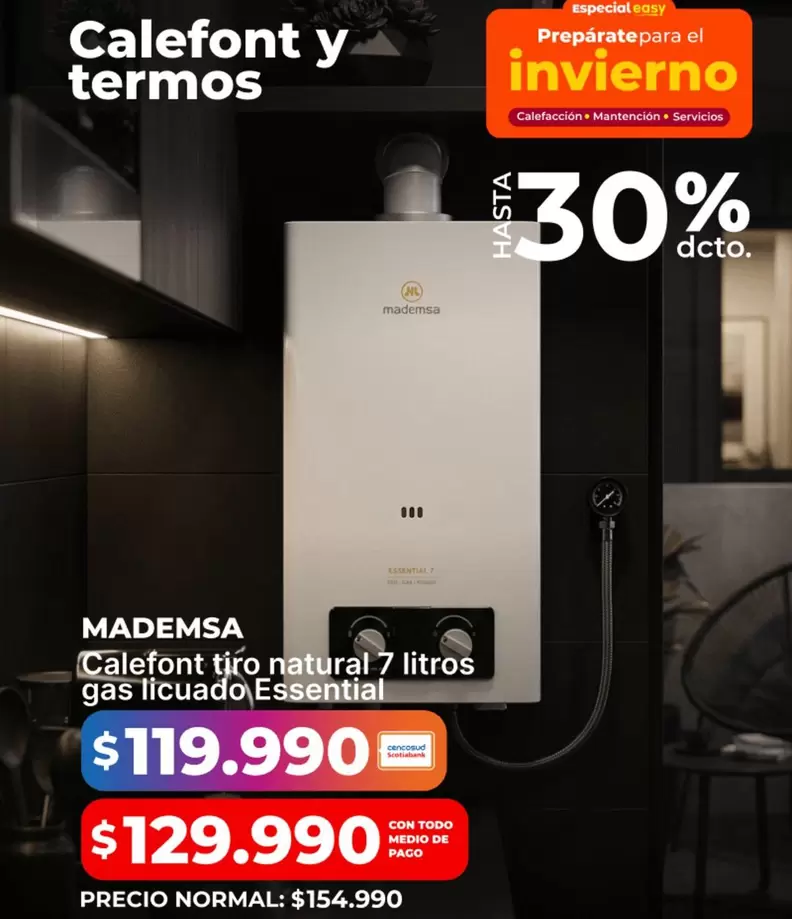 Mademsa - Calefont tico natural 7 litros gas licado essential