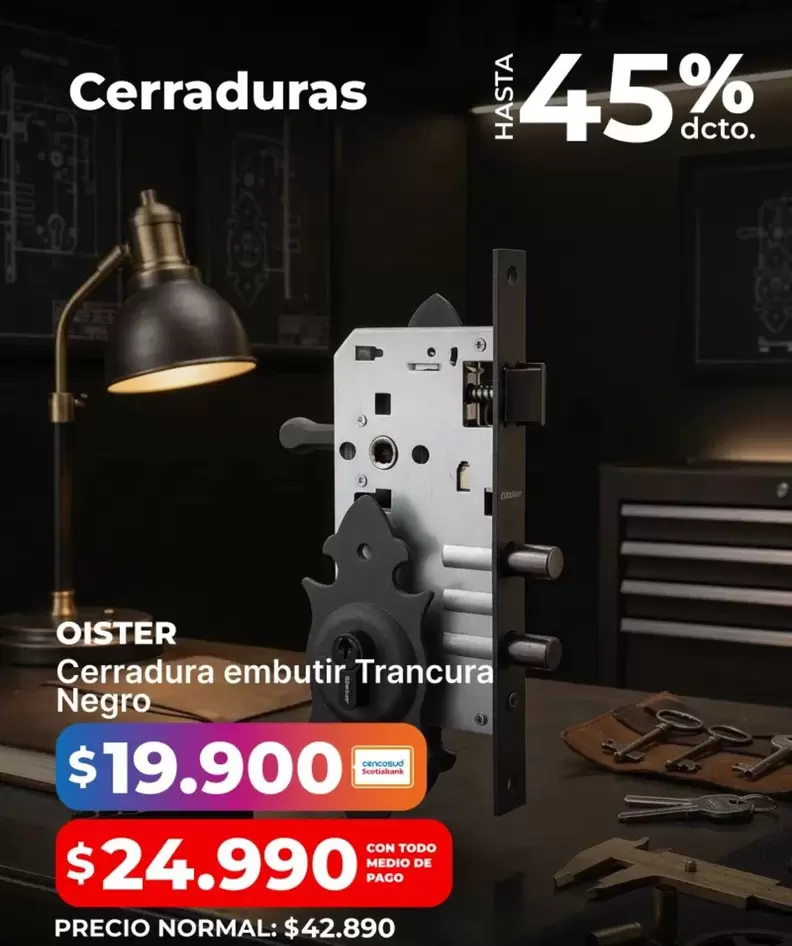 Cerradura Embutir Trancura Negro