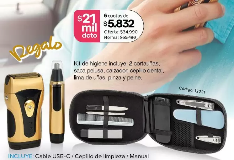 Kit De Higiene Incluye: 2 Cotquinas, Saca Peusas, Calzador, Cepillo Dental, Lima De Unas, Pinzas Y Peine