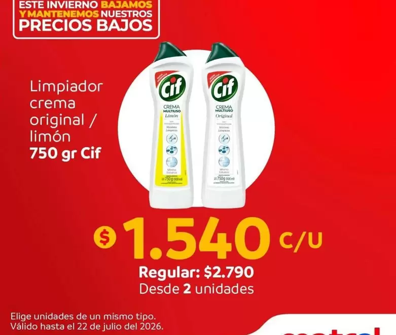 Cif - Limpiador Crema Original / Limón