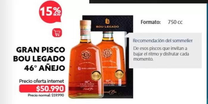 Gran Pisco Bou Legado 46° Añejo