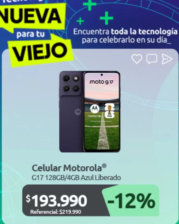 Motorola - Celular G17 128GB/AGB Azul Liberado