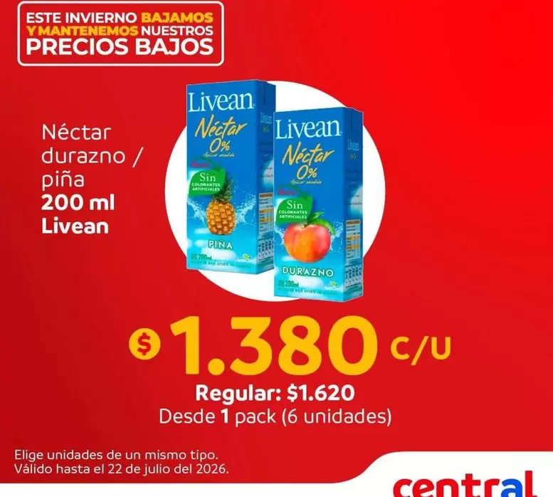 Livean - Nectar Durazno/ Pina