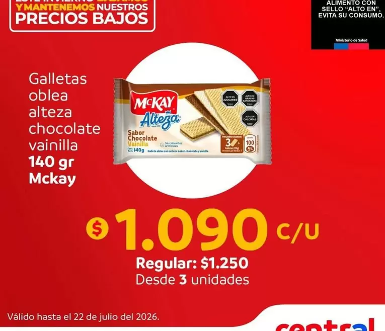 Mc Kay - Galletas Oblea Alteza Chocolate Vainilla