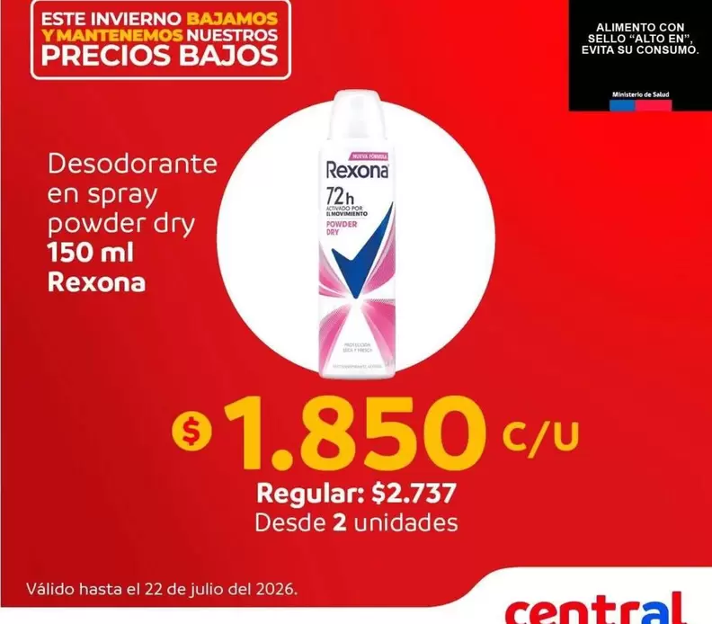 Rexona - Desodorante En Spray Powder Dry