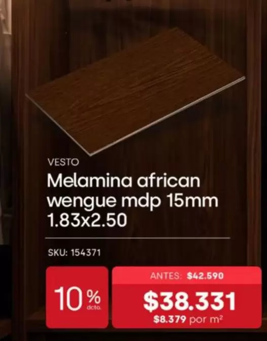 Melamina African Gengue Mdp 15mm 1.83x2.5