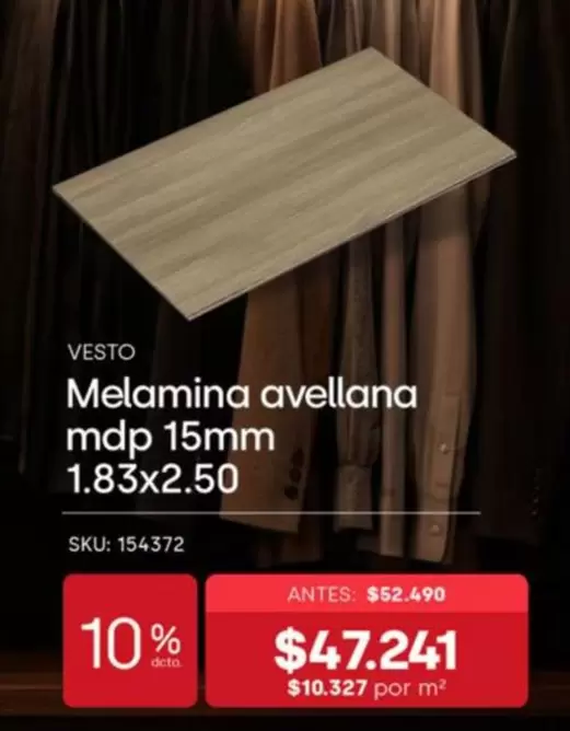 Melamina Avellana Mdp 15mm 1.83x2.5