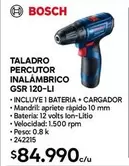 Bosch - Taladro Percutor Inalámbrico Gsr 120-li