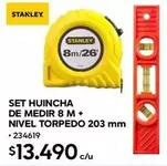 Stanley - Set Huinca De Medir 8 M + Nivel Torpedo 203 Mm