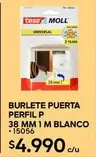 Tesa - Burlete Puerta Perfil P 38 Mm 1 M Blanco
